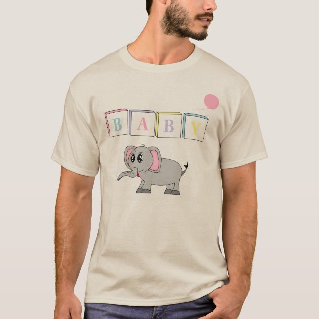 Camiseta Elefante bonito do bebê adulto do AB/ (Frente)