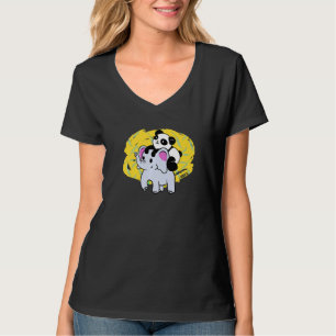 Camiseta Elefante Bonito e Urso Panda Amizade Adorável Ani
