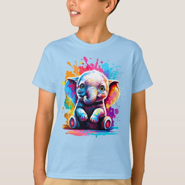 Camiseta Elefante Bonito - Elefante Bebê Colorido - Elefant (Frente)