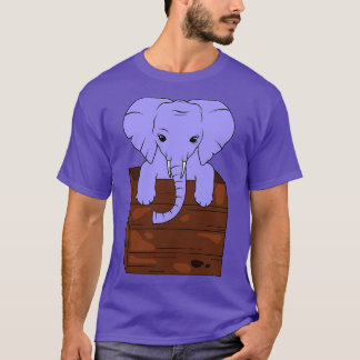 Camiseta Elefante bonito olhando para fora de uma caixa