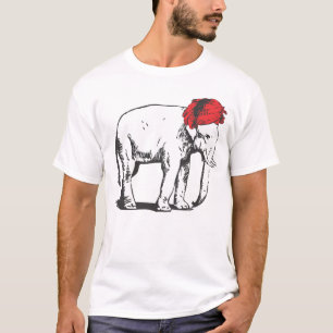 Camiseta Elefante branco com o t-shirt vermelho do turbante