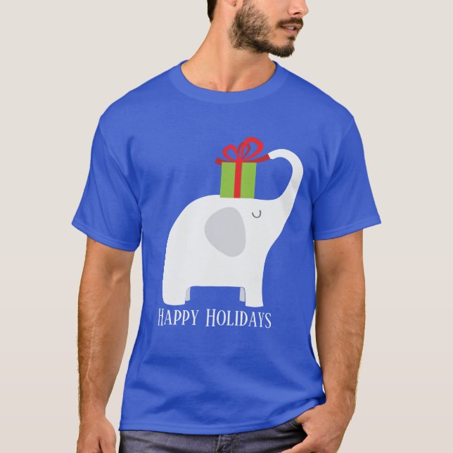 Camiseta Elefante branco de Natal festivo adiciona texto T- (Frente)