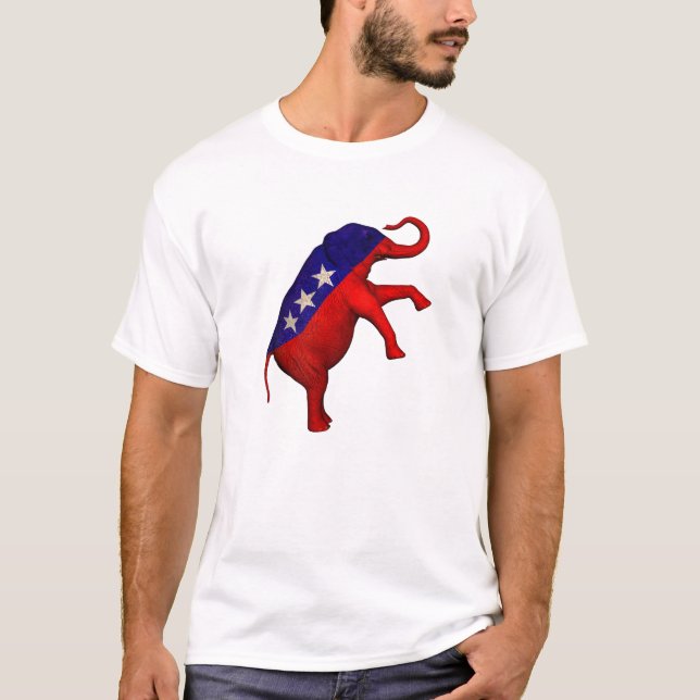 Camiseta Elefante branco e azul vermelho (Frente)