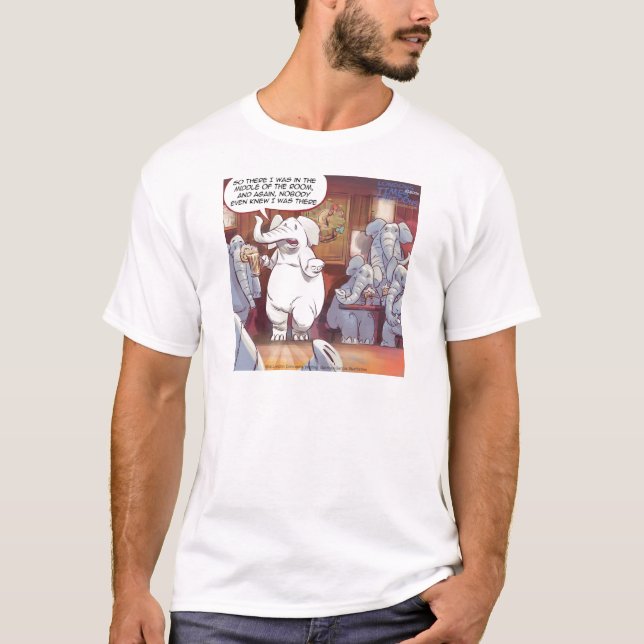 Camiseta Elefante Branco Engraçado Na Sala (Frente)