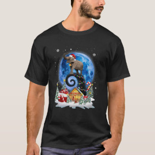 Camiseta Elefante Cinto Azul Lua Feliz Elefante de Natal L