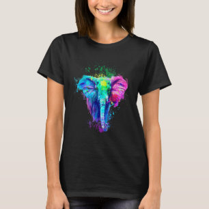 Camiseta Elefante Colorida Estilo de Arte Elefante