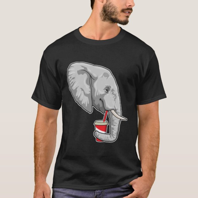 Camiseta Elefante com Bebida (Frente)