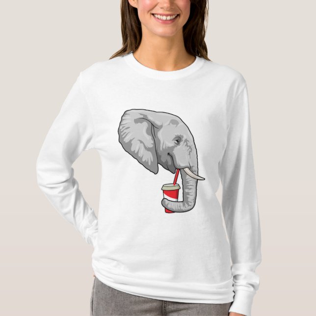 Camiseta Elefante com Bebida (Frente)