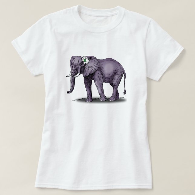 Camiseta elefante com flor (Frente do Design)