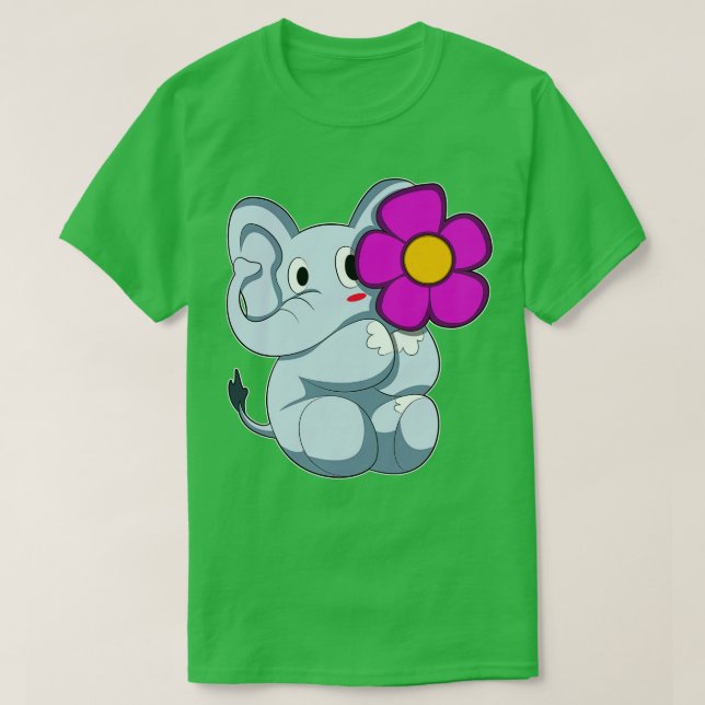 Camiseta Elefante com Flor 3 (Frente do Design)