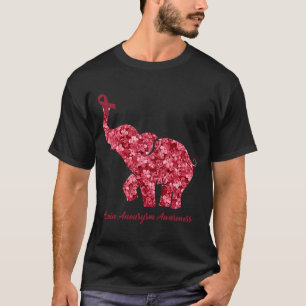 Camiseta Elefante Com Flor Fita de Conscientização de Aneur