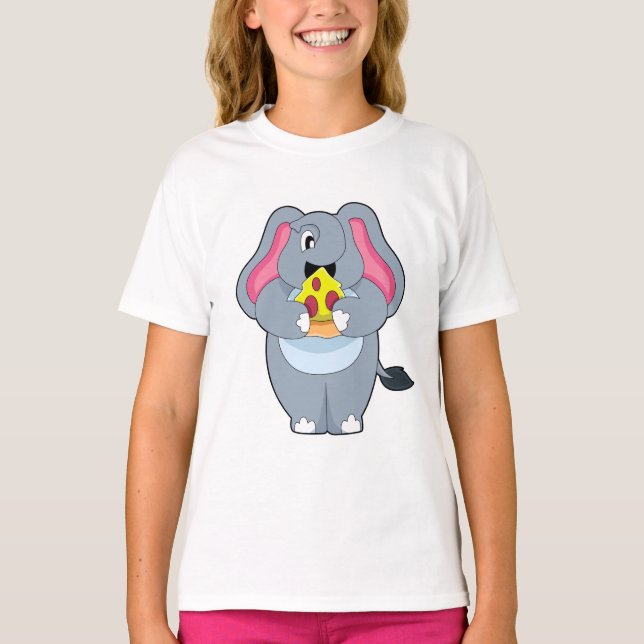 Camiseta Elefante com Pizza (Frente)