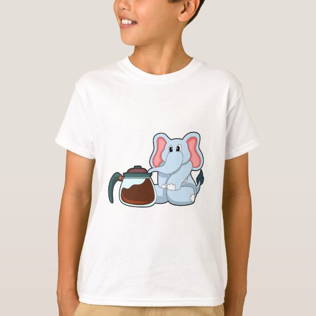 Camiseta Elefante com pote de café (Frente)