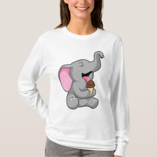 Camiseta Elefante com sorvete de Waffle Chocolate