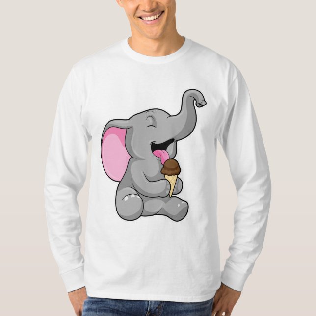 Camiseta Elefante com sorvete de Waffle Chocolate (Frente)
