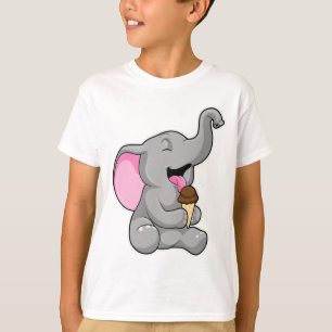 Camiseta Elefante com sorvete de Waffle Chocolate