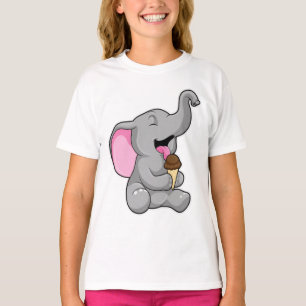 Camiseta Elefante com sorvete de Waffle Chocolate