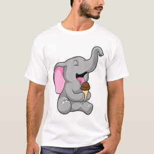 Camiseta Elefante com sorvete de Waffle Chocolate
