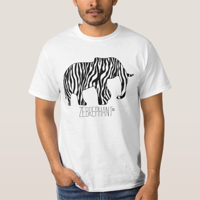 Camiseta Elefante com Zebra Stripes + suas ideias (Frente)