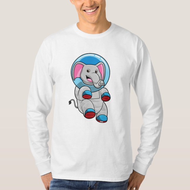 Camiseta Elefante como astronauta na esfera de vidro (Frente)