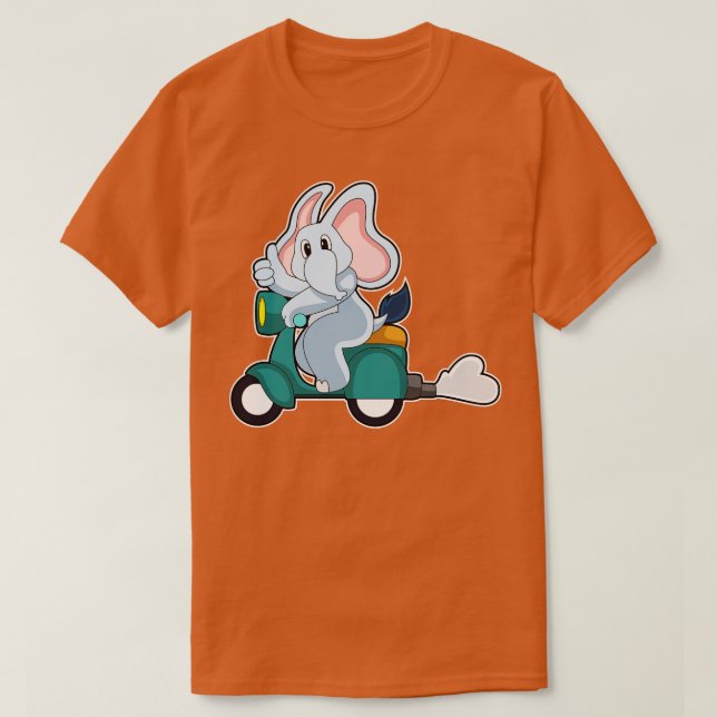 Camiseta Elefante Como Biker Com Patinete (Frente do Design)