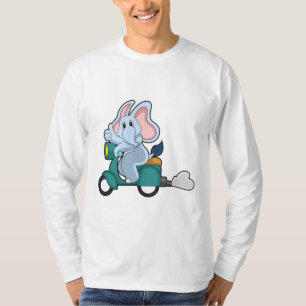 Camiseta Elefante como Biker com Patinete