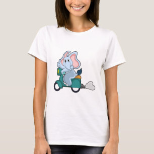 Camiseta Elefante como Biker com Patinete