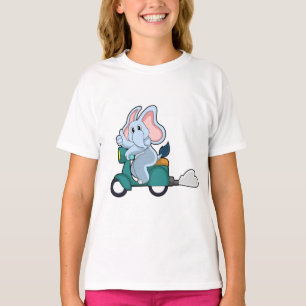 Camiseta Elefante como Biker com Patinete