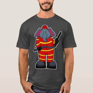 Camiseta Elefante como Bombeiro com Mangueira