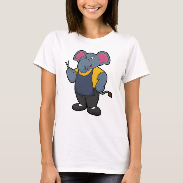 Camiseta Elefante como cabeceira com tesoura (Frente)