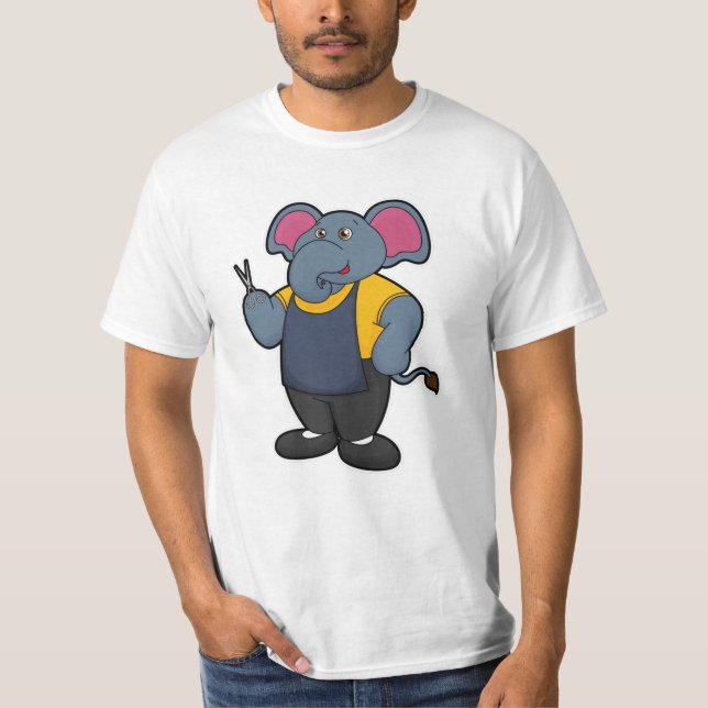 Camiseta Elefante como cabeceira com tesoura (Frente)