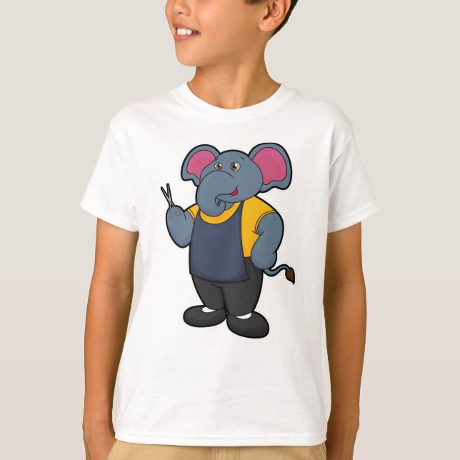 Camiseta Elefante como cabeceira com tesoura (Frente)