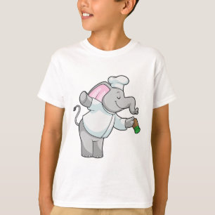 Camiseta Elefante como cozinheiro com agitador de sal