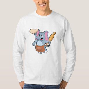 Camiseta Elefante como cozinheiro com Rolling pin & Dough