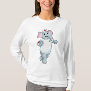 Camiseta Elefante como Enfermeira com Medicina