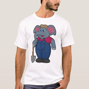 Camiseta Elefante como Fazendeiro com Pá