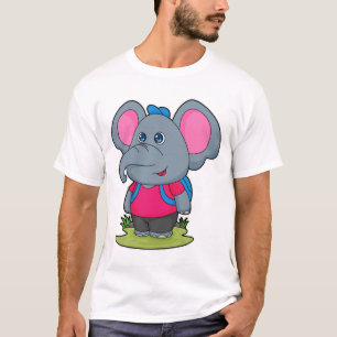 Camiseta Elefante como Hiker com mochila