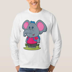 Camiseta Elefante como Hiker com mochila