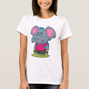 Camiseta Elefante como Hiker com mochila