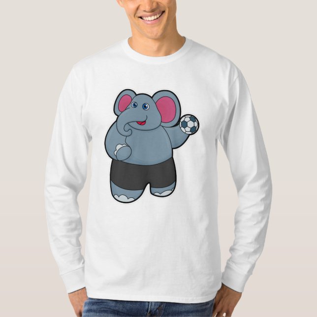 Camiseta Elefante como jogador de handebol com handebol (Frente)