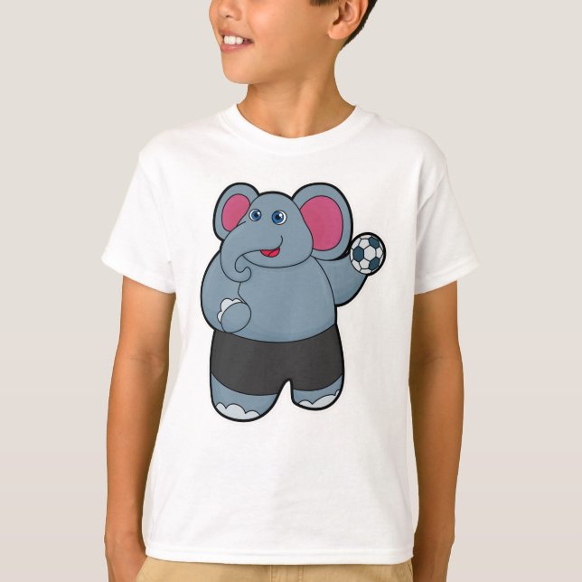 Camiseta Elefante como jogador de handebol com handebol (Frente)