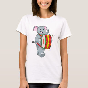 Camiseta Elefante como músico com tambor