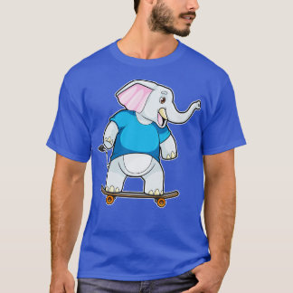 Camiseta Elefante como Patinador com Skate