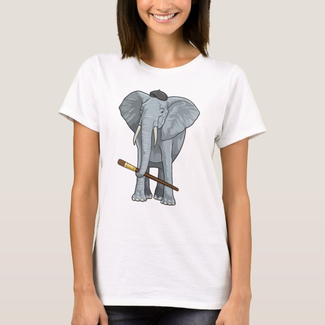 Camiseta Elefante como Pintor com Pintor (Frente)