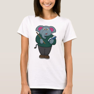 Camiseta Elefante como professor com livro e ponteiro
