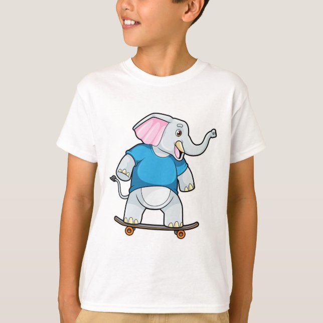 Camiseta Elefante como skater com skate (Frente)