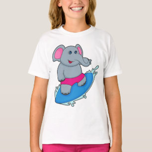 Camiseta Elefante como surfista com surfboard