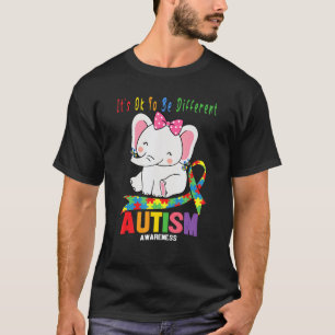 Camiseta Elefante Consciente Mãe Usando Brincos Autismo Cor