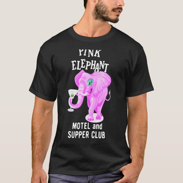 Camiseta Elefante Cor-De-Rosa Com Vidro Martini (Frente)