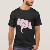 Elefante cor-de-rosa com vidros. Desenhos animados
